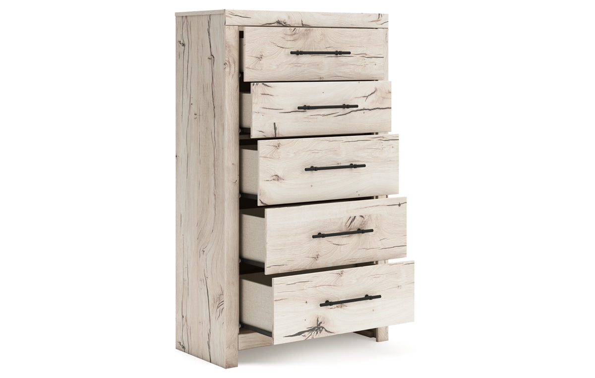 Lawroy Full Panel Bed with Mirrored Dresser, Chest and Nightstand