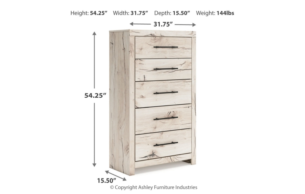 Lawroy Twin Panel Headboard with Mirrored Dresser, Chest and Nightstand