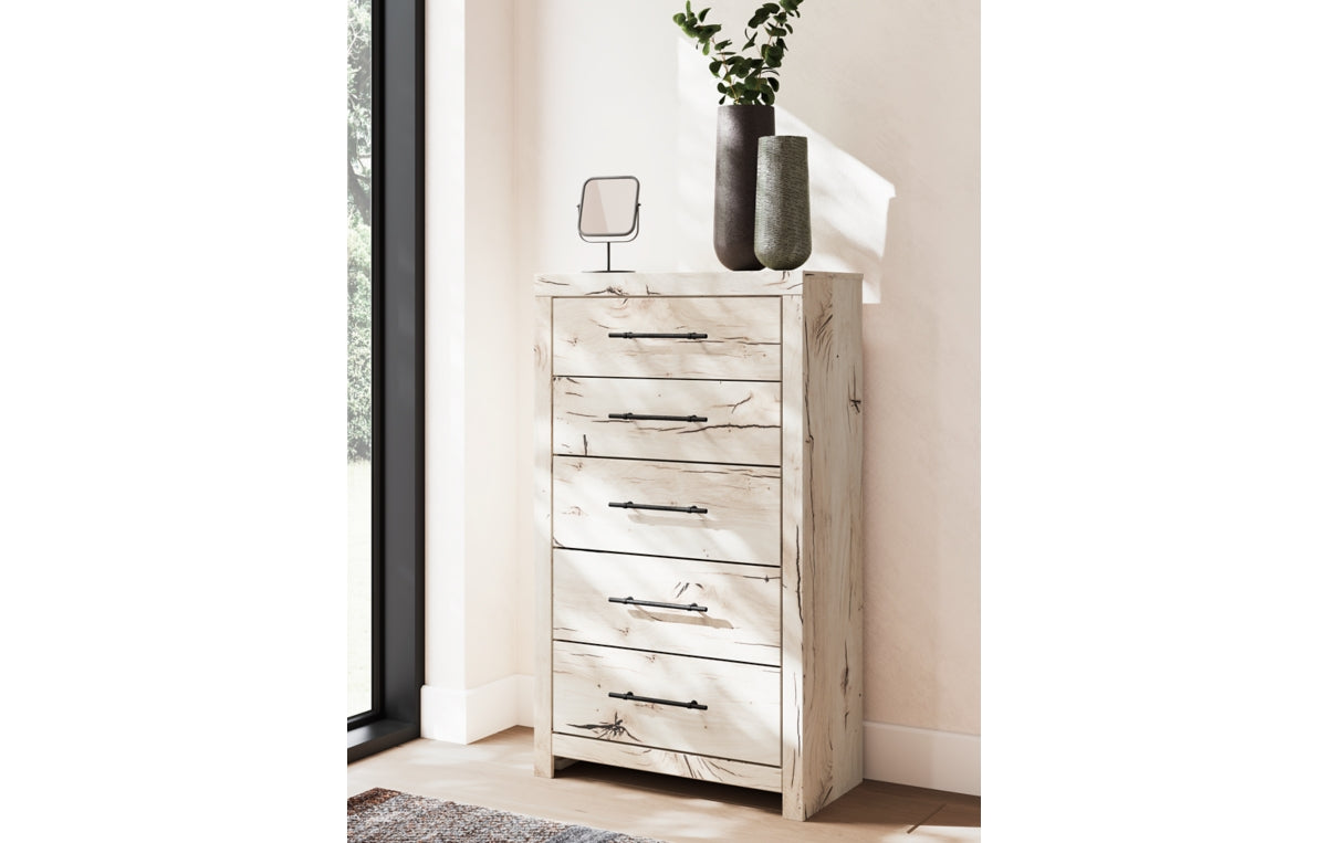 Lawroy Twin Panel Bed with Mirrored Dresser, Chest and Nightstand