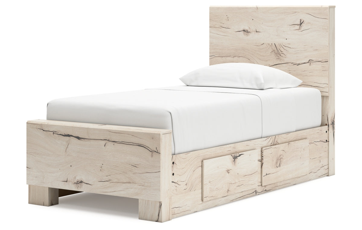 Lawroy Twin Panel Bed with Storage, Dresser, Mirror, Chest and Nightstand