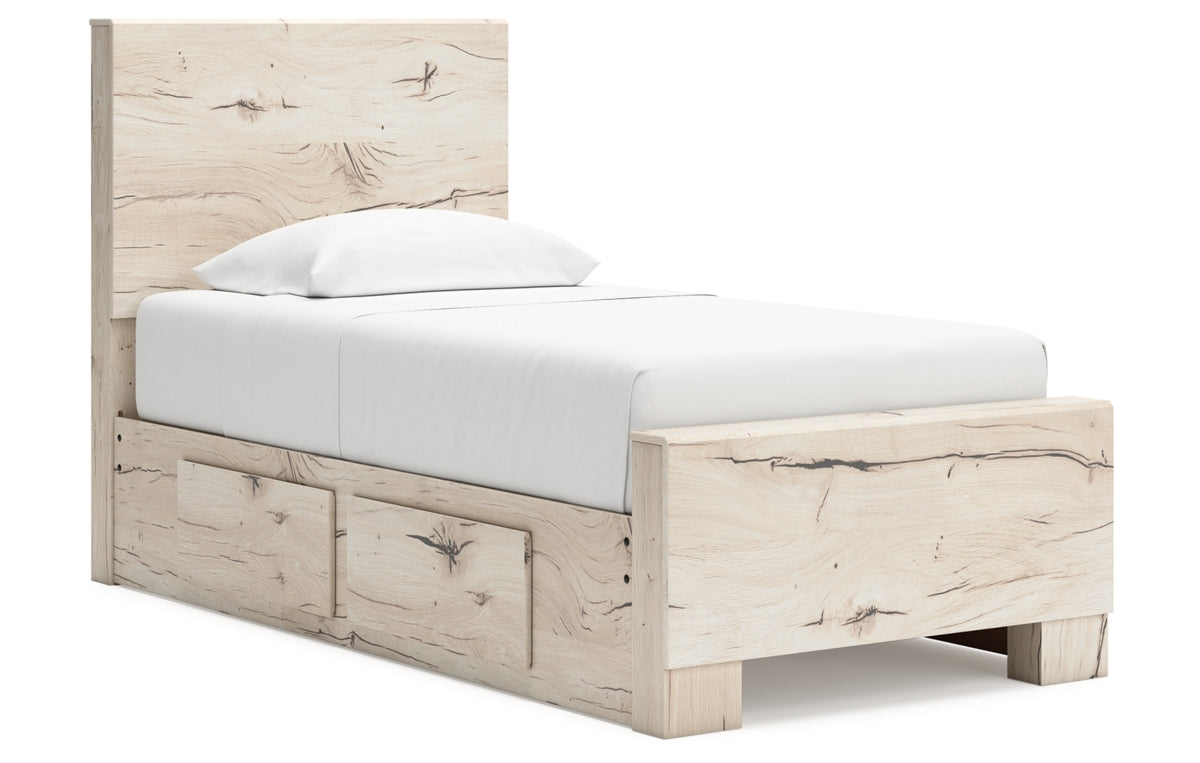 Lawroy Twin Panel Bed with Storage, Dresser, Mirror, Chest and Nightstand