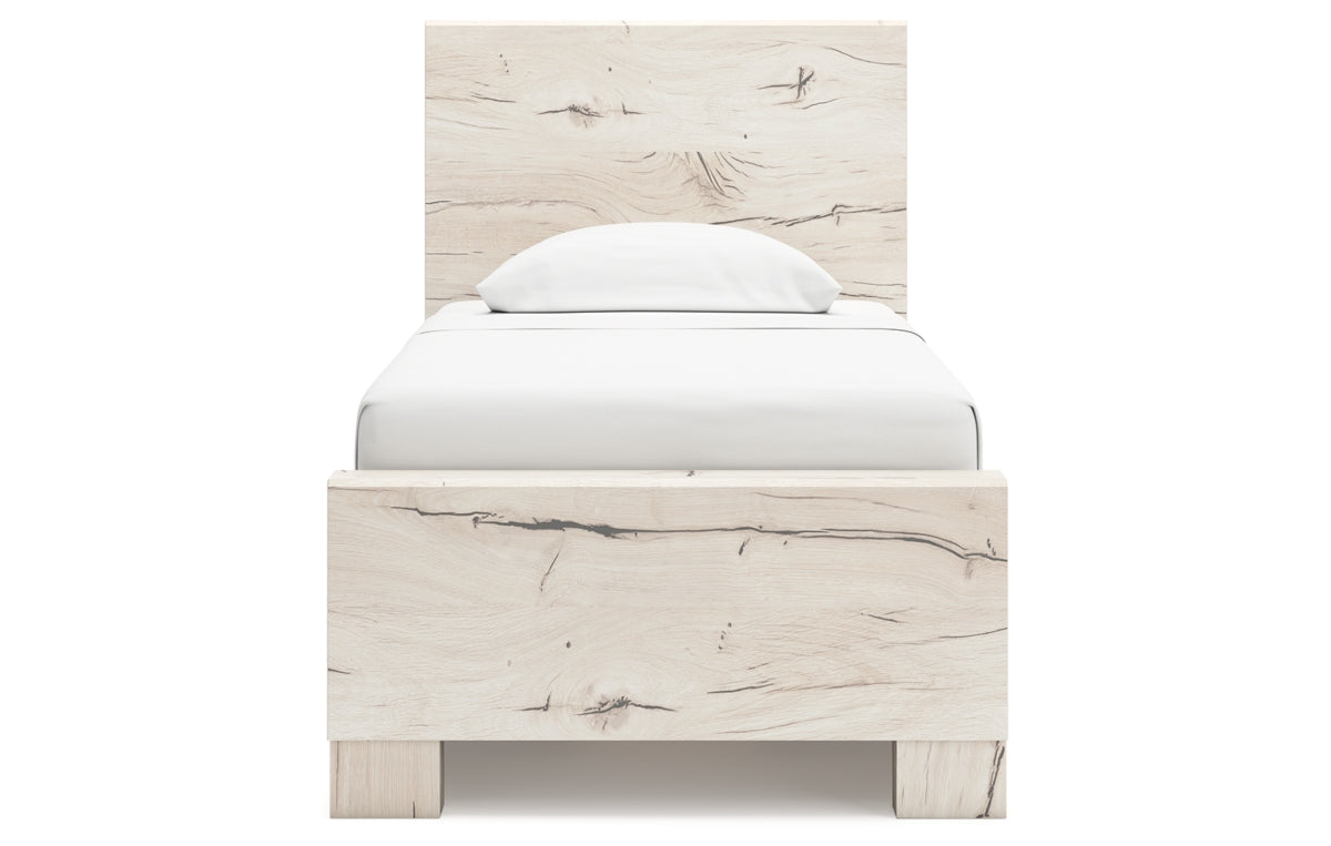 Lawroy Twin Panel Bed with Mirrored Dresser, Chest and Nightstand