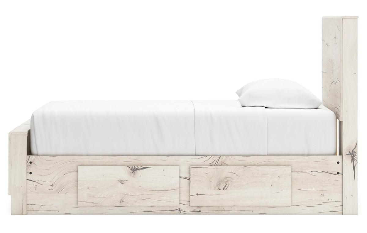 Lawroy Twin Panel Bed with Storage, Dresser, Mirror, Chest and Nightstand