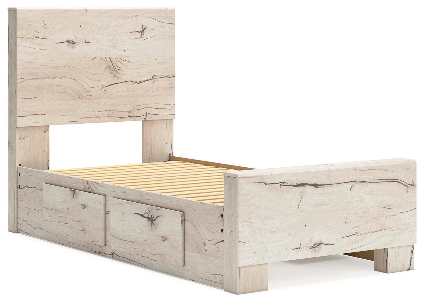 Lawroy Twin Panel Bed with Storage, Dresser, Mirror and Chest