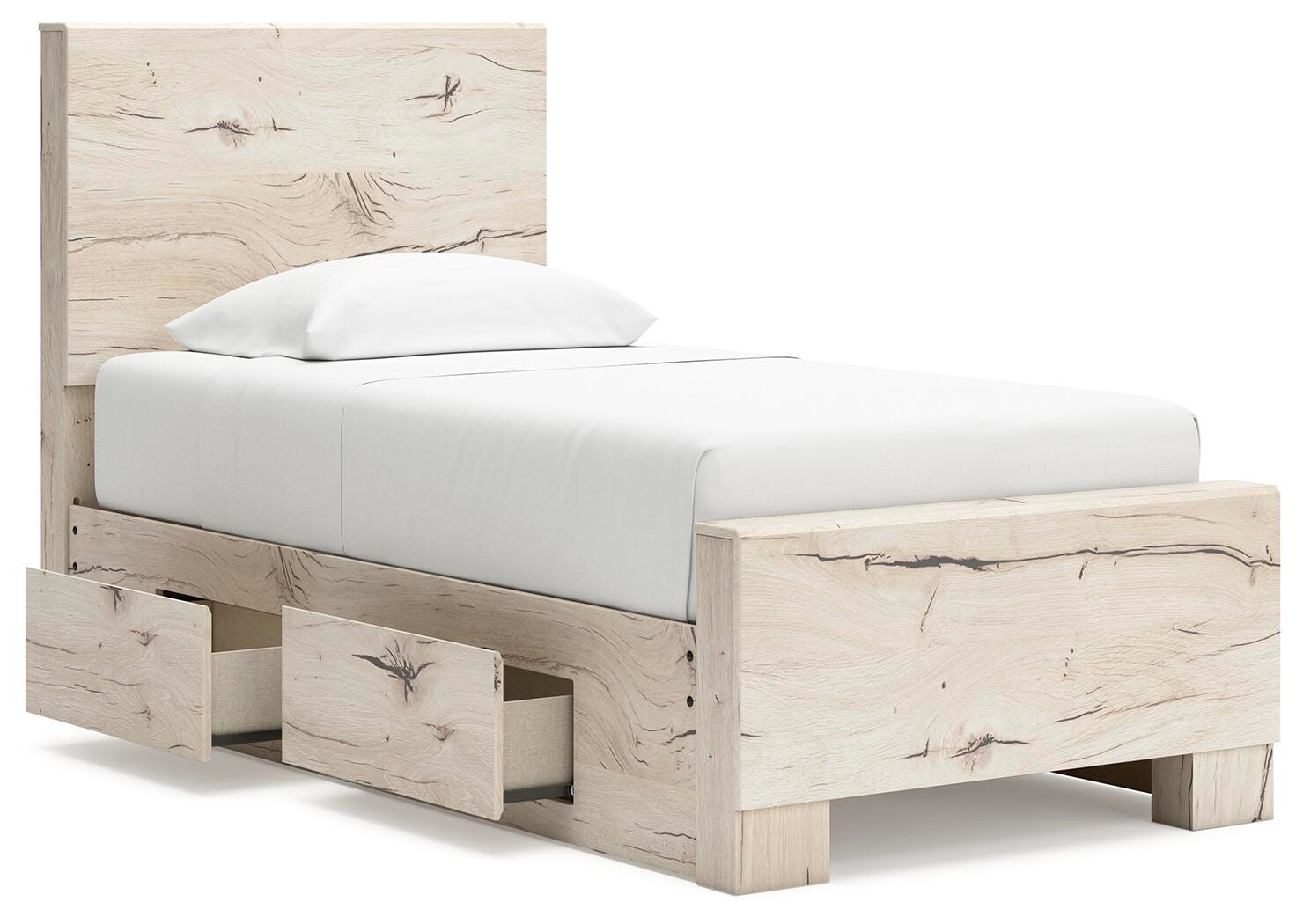 Lawroy Twin Panel Bed with Storage, Dresser, Mirror, Chest and Nightstand