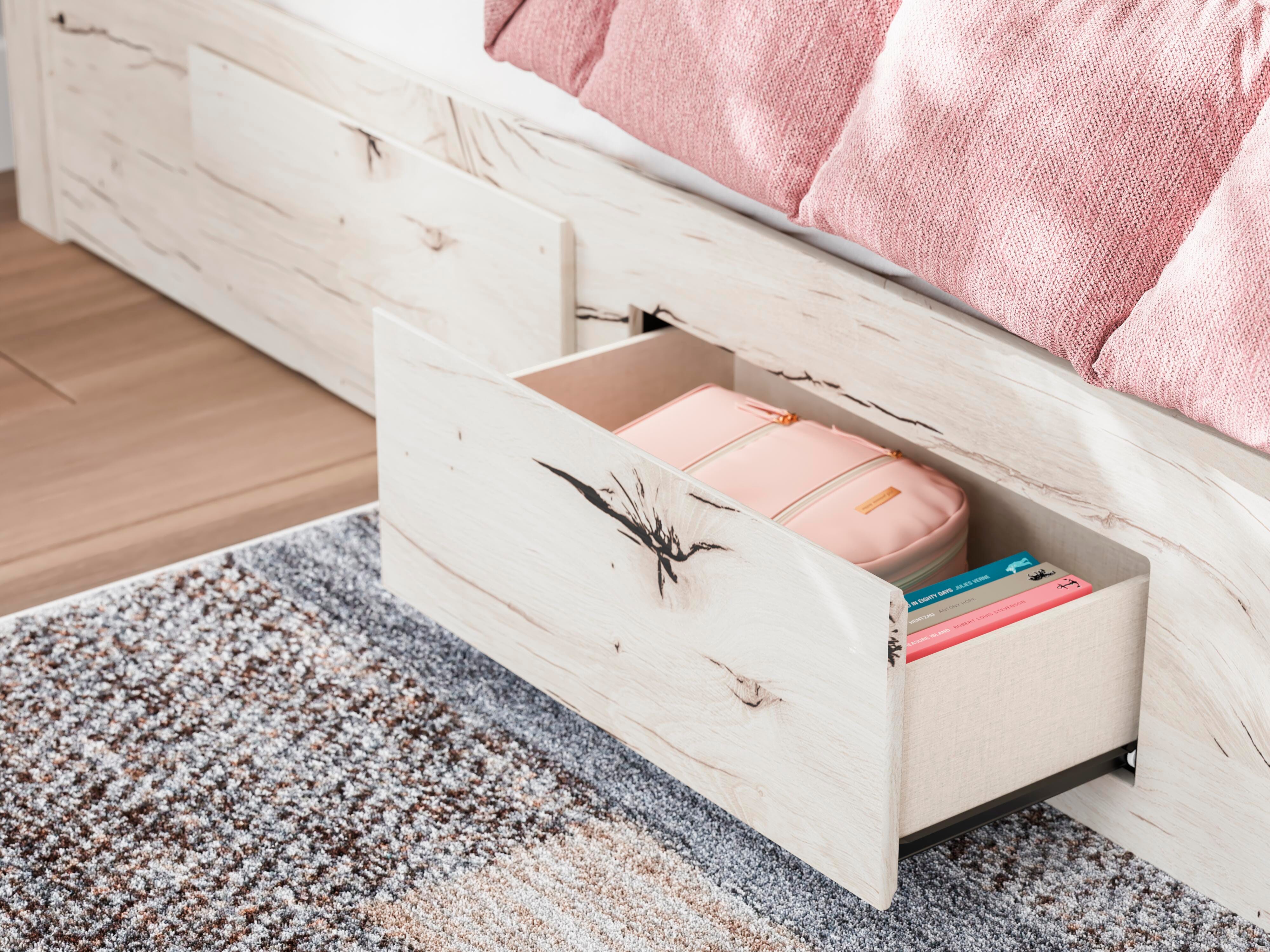 Lawroy Twin Panel Bed with Storage, Dresser, Mirror and Chest