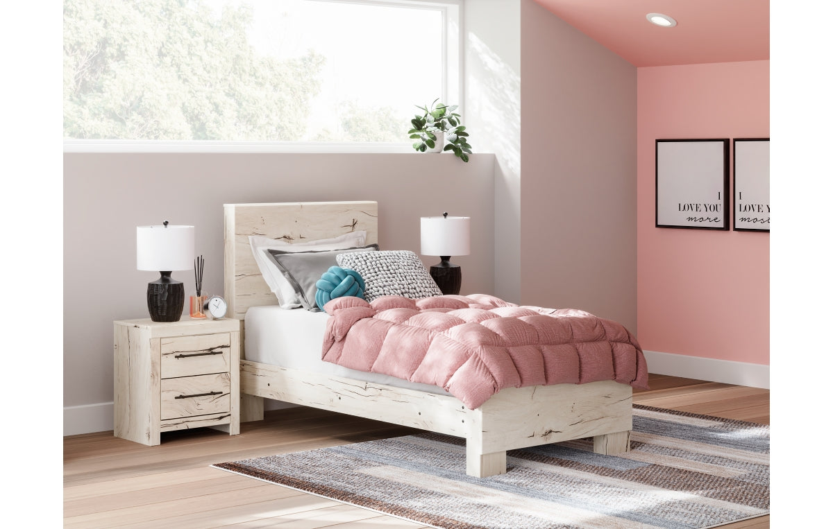 Lawroy Twin Panel Bed with Mirrored Dresser
