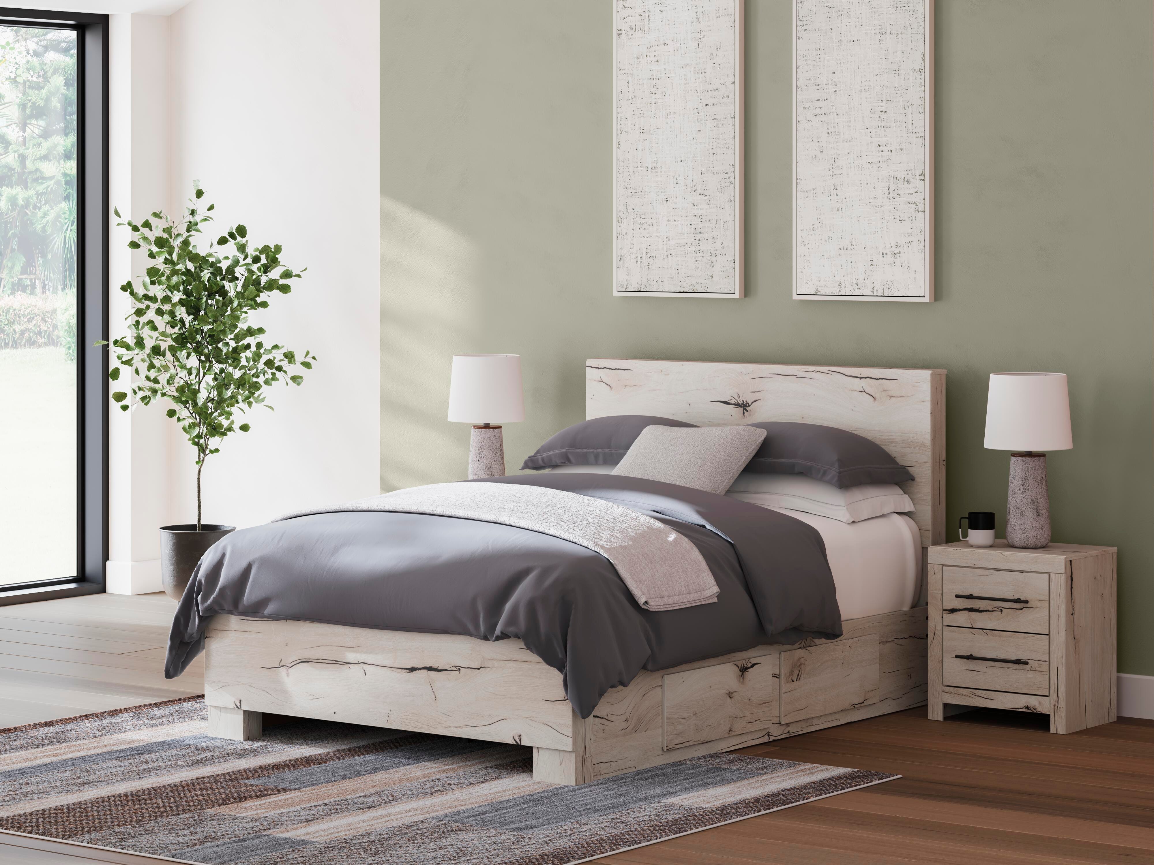 Lawroy Queen Panel Bed with Storage, Dresser, Mirror and Chest
