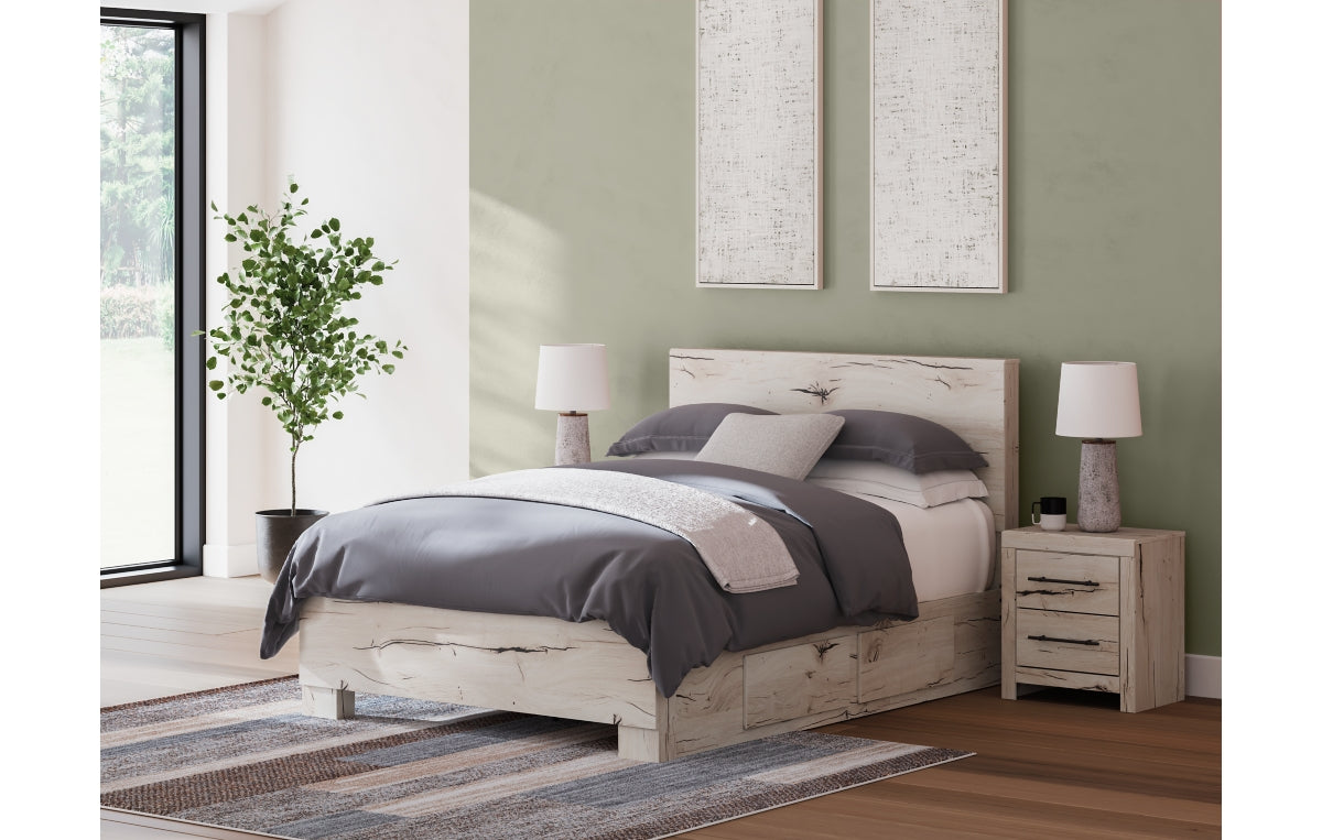 Lawroy Queen Panel Bed with Mirrored Dresser and Chest
