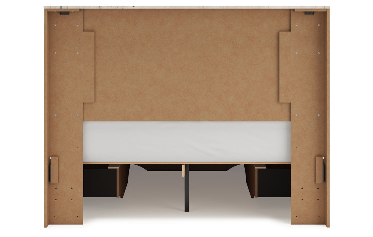 Lawroy Queen Panel Storage Bed with Mirrored Dresser and Nightstand