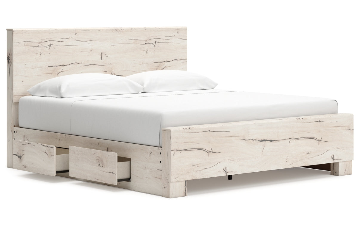 Lawroy King Panel Bed with Storage, Dresser, Mirror and Nightstand