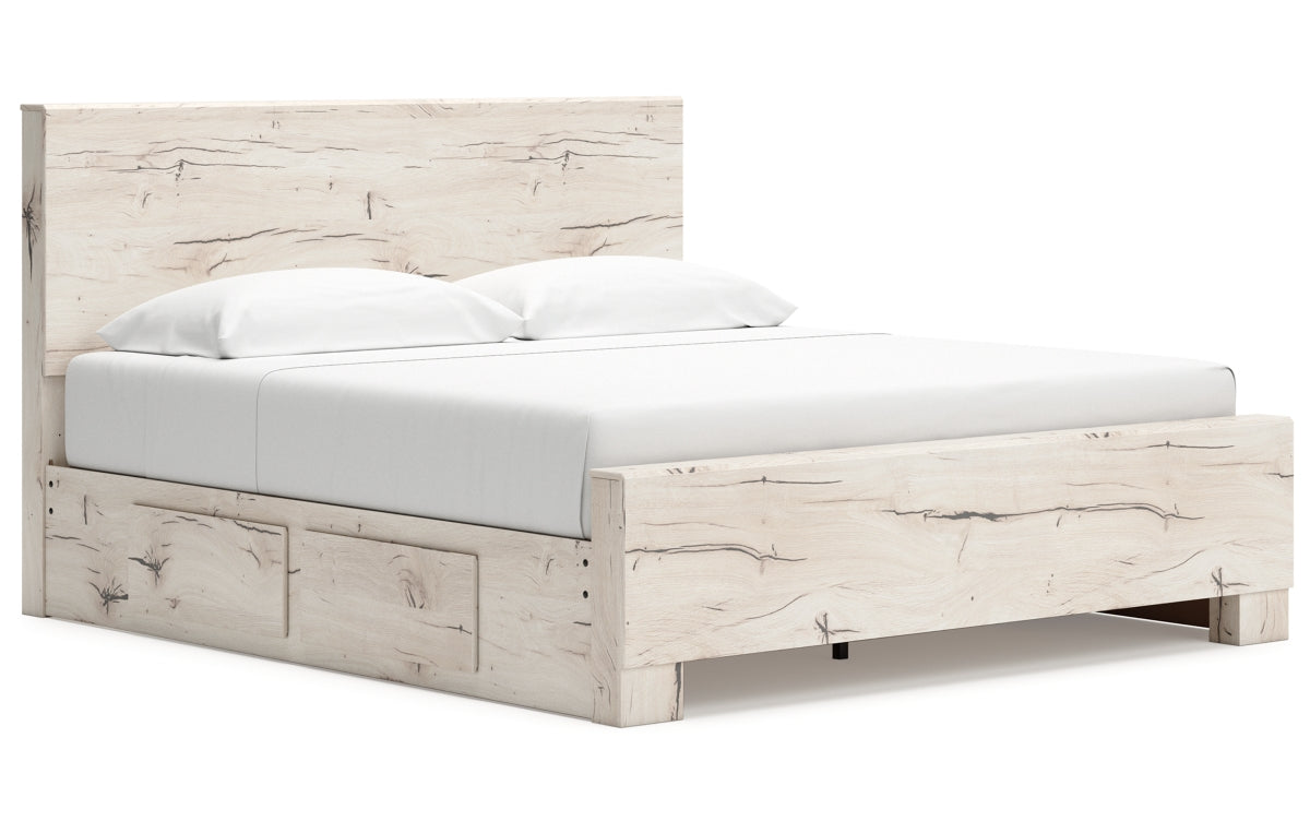 Lawroy King Panel Bed with Mirrored Dresser and Nightstand