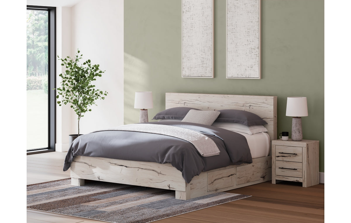 Lawroy King Panel Bed with Storage, Dresser, Mirror and Chest