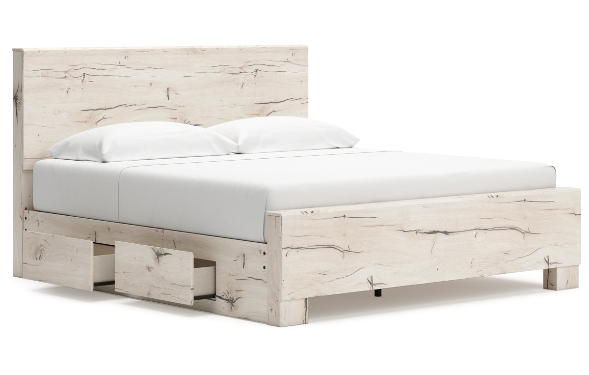 Lawroy King Panel Bed with Mirrored Dresser and Chest