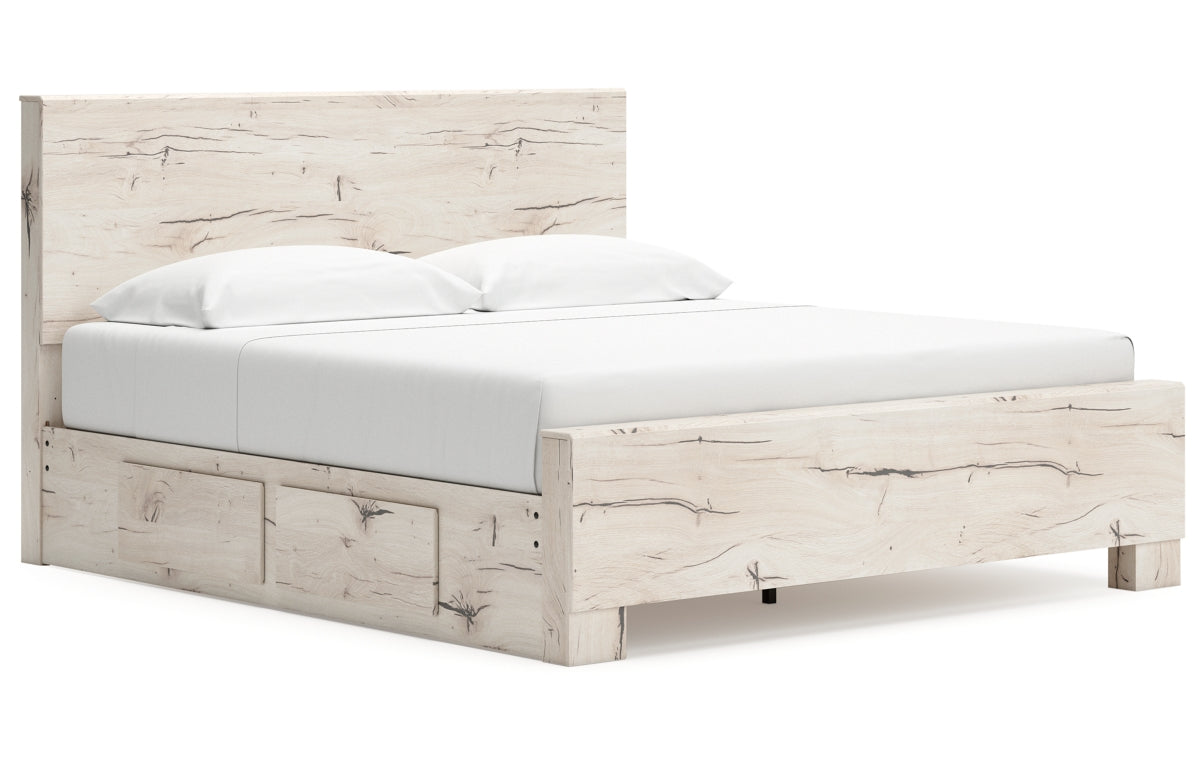 Lawroy King Panel Bed with Mirrored Dresser and Nightstand