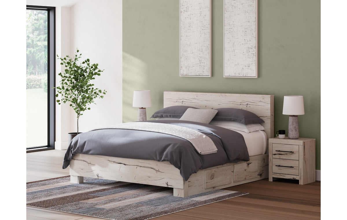 Lawroy King Panel Bed with Storage, Dresser, Mirror and Nightstand