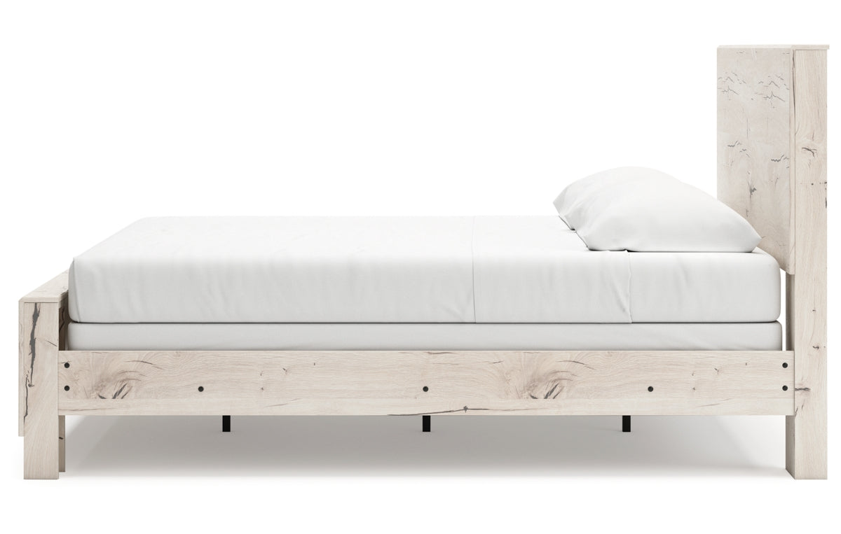 Lawroy King Panel Bed with Mirrored Dresser, Chest and Nightstand