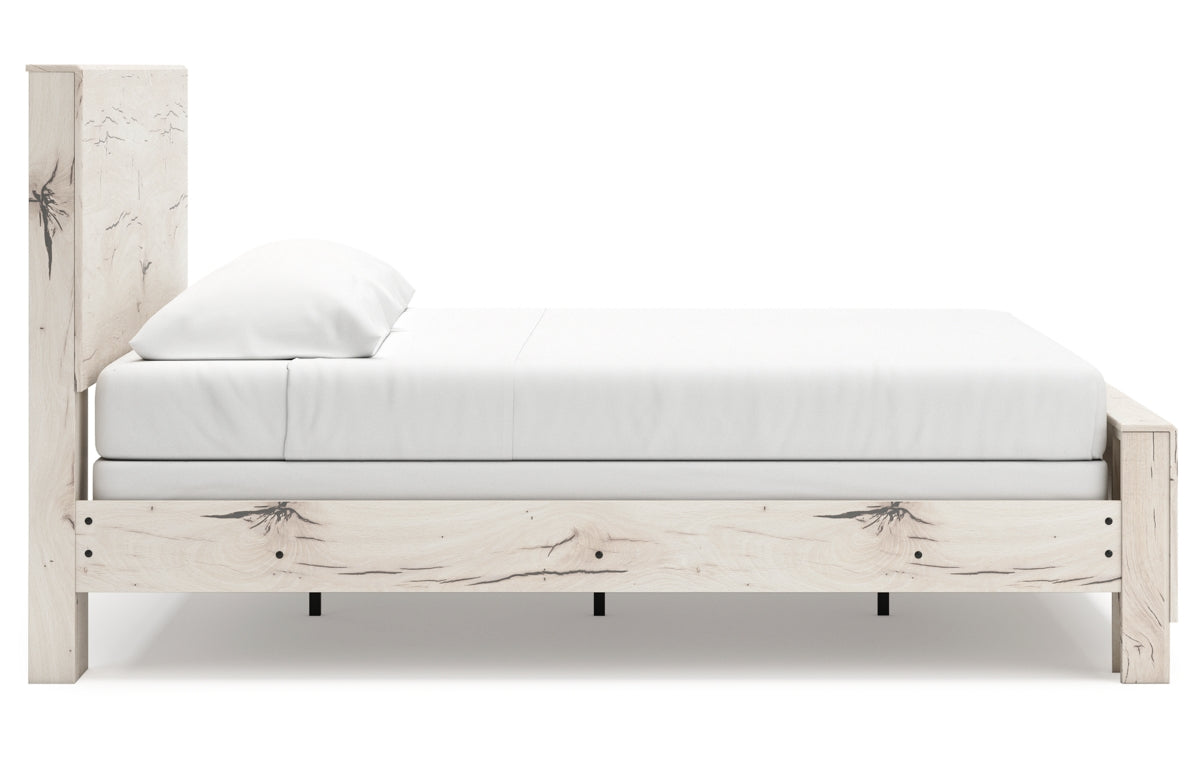Lawroy King Panel Bed with Mirrored Dresser, Chest and Nightstand