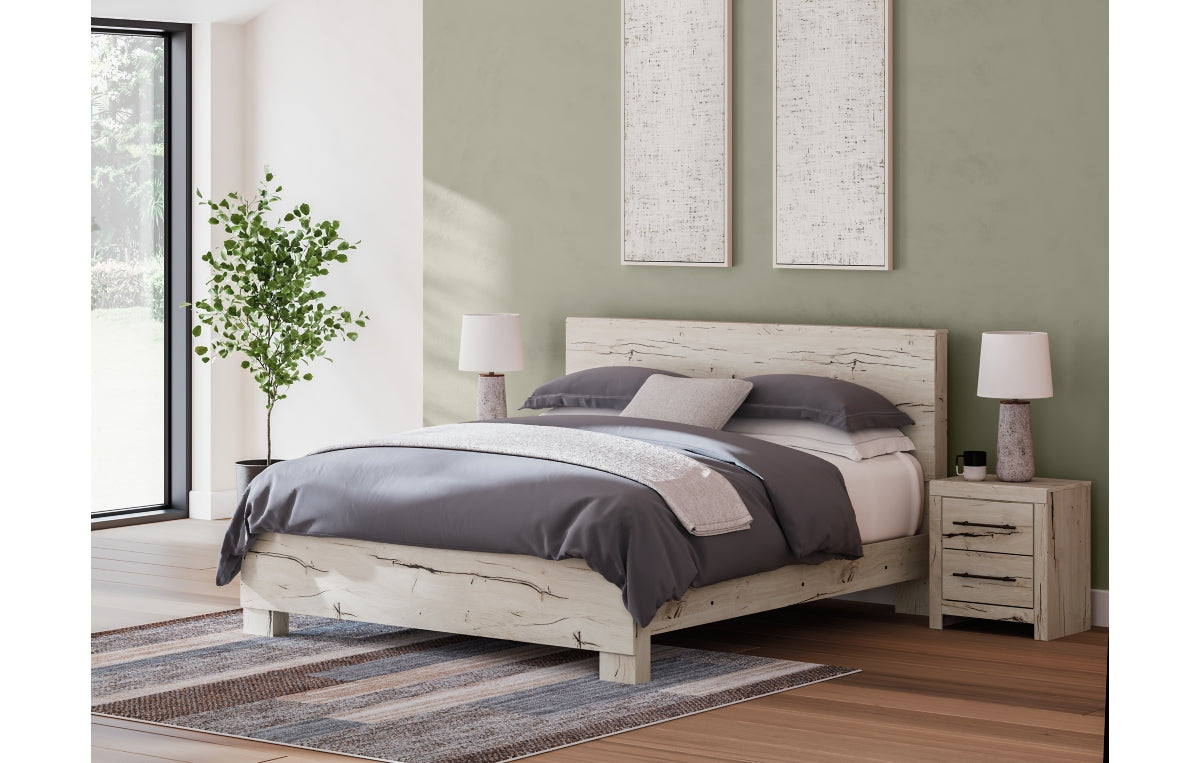 Lawroy King Panel Bed with Mirrored Dresser, Chest and Nightstand