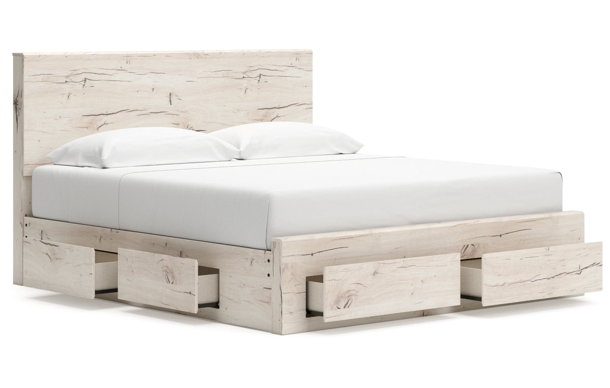 Lawroy King Panel Storage Bed with Mirrored Dresser, Chest and Nightstand