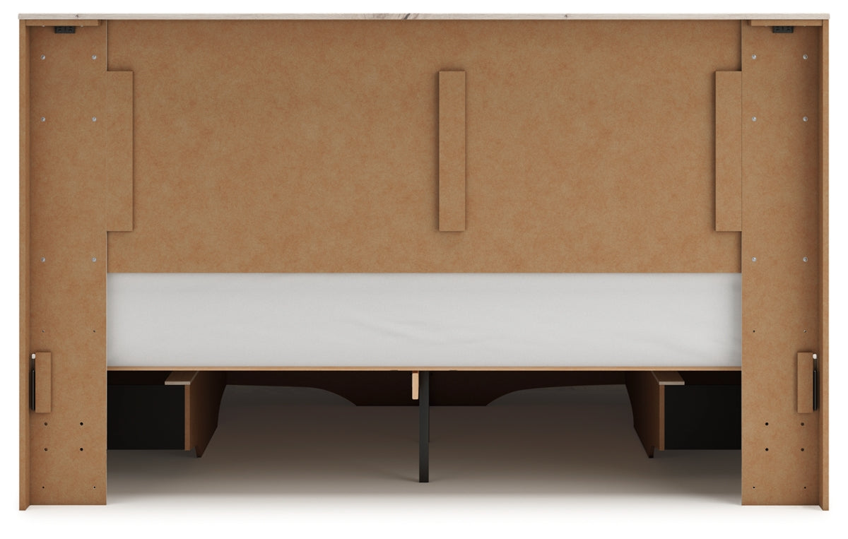 Lawroy King Panel Storage Bed with Mirrored Dresser, Chest and Nightstand