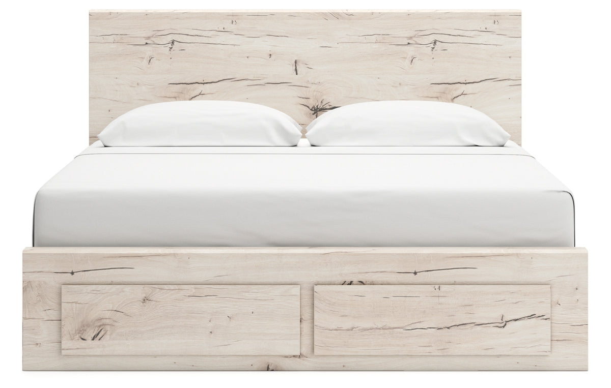Lawroy King Panel Storage Bed with Mirrored Dresser, Chest and Nightstand