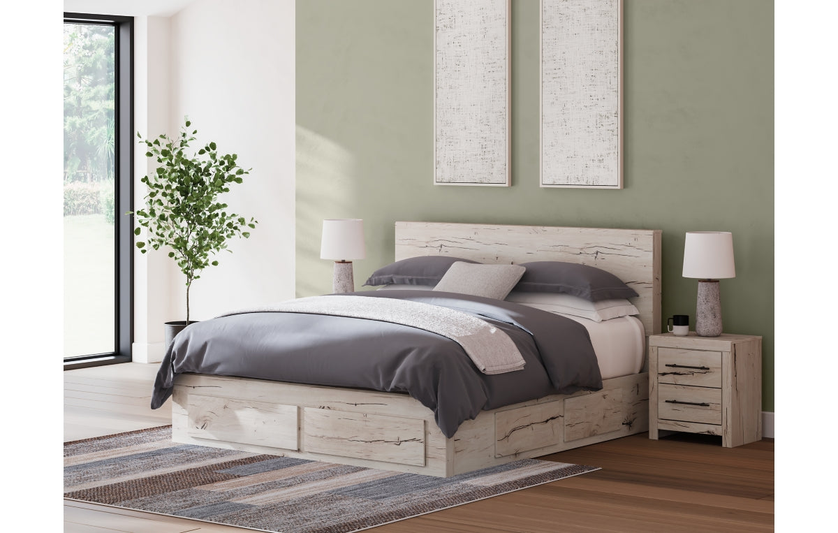 Lawroy King Panel Storage Bed with Mirrored Dresser, Chest and Nightstand
