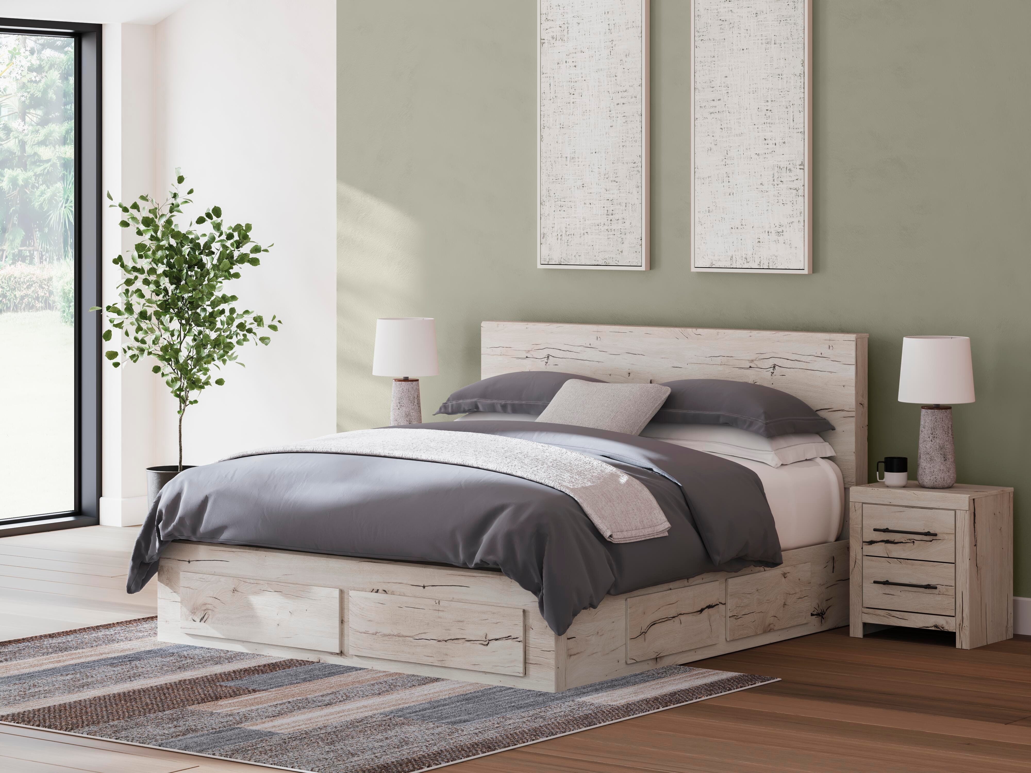 Lawroy King Panel Storage Bed, Dresser, Mirror, Chest and Nightstand