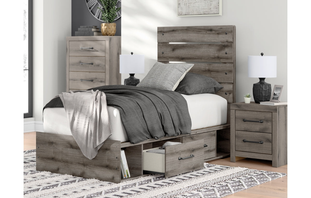 Graystorm Twin Panel Bed with Storage