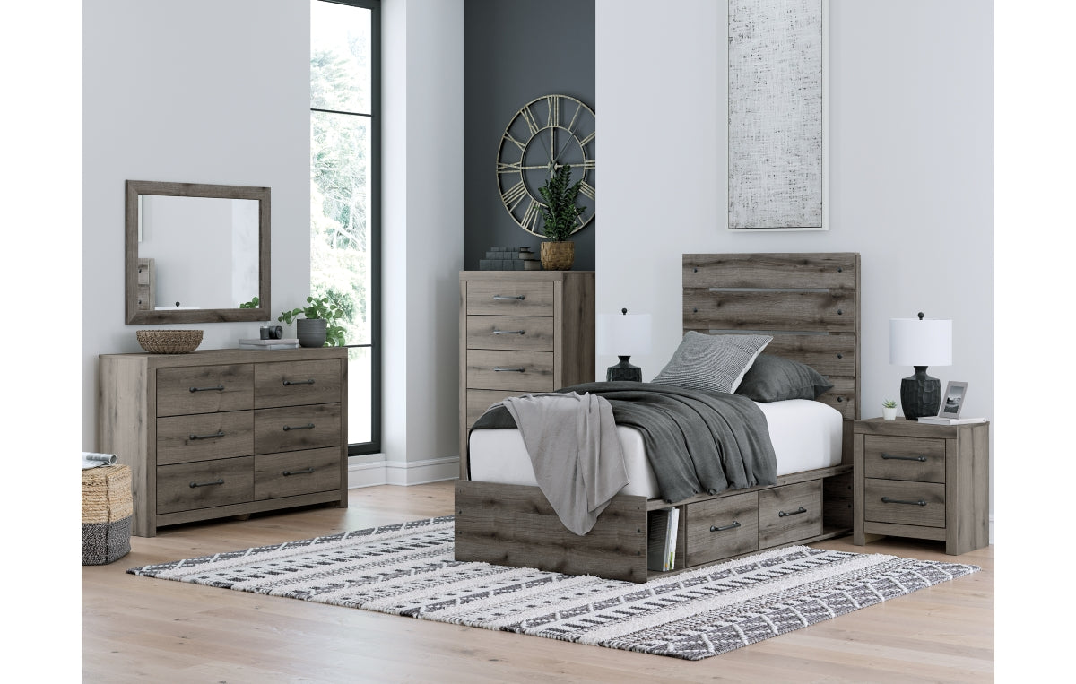 Graystorm Twin Panel Bed with Storage