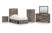 Graystorm Twin Panel Storage Bed, Dresser, Mirror, Chest and Nightstand