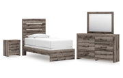 Graystorm Twin Panel Bed, Dresser, Mirror and Nightstand