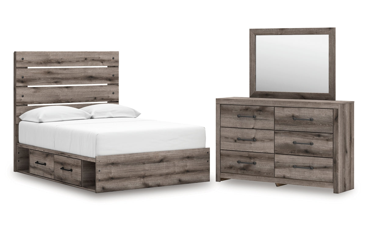 Graystorm Full Panel Storage Bed, Dresser and Mirror