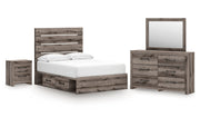 Graystorm Full Panel Storage Bed, Dresser, Mirror and Nightstand