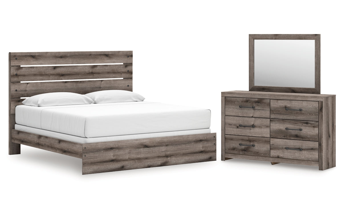 Graystorm King Panel Bed, Dresser and Mirror