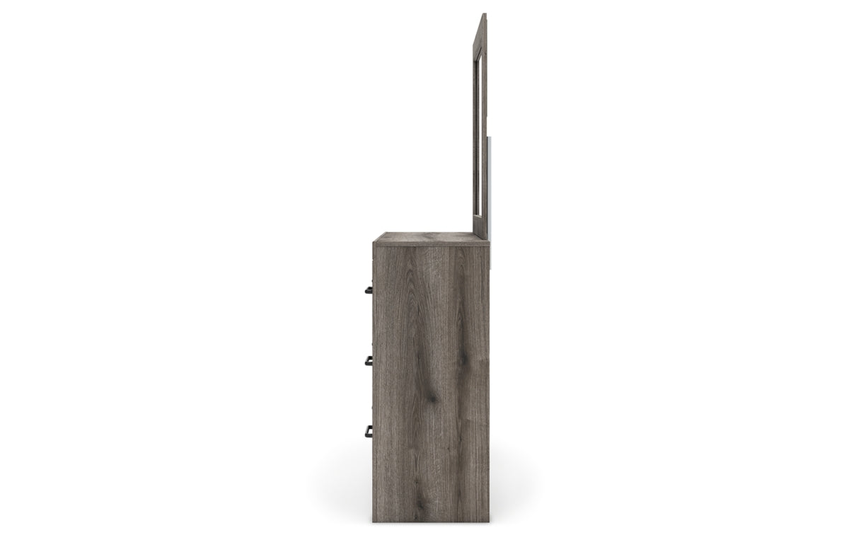 Graystorm Full Panel Bed with Storage with Mirrored Dresser, Chest and Nightstand