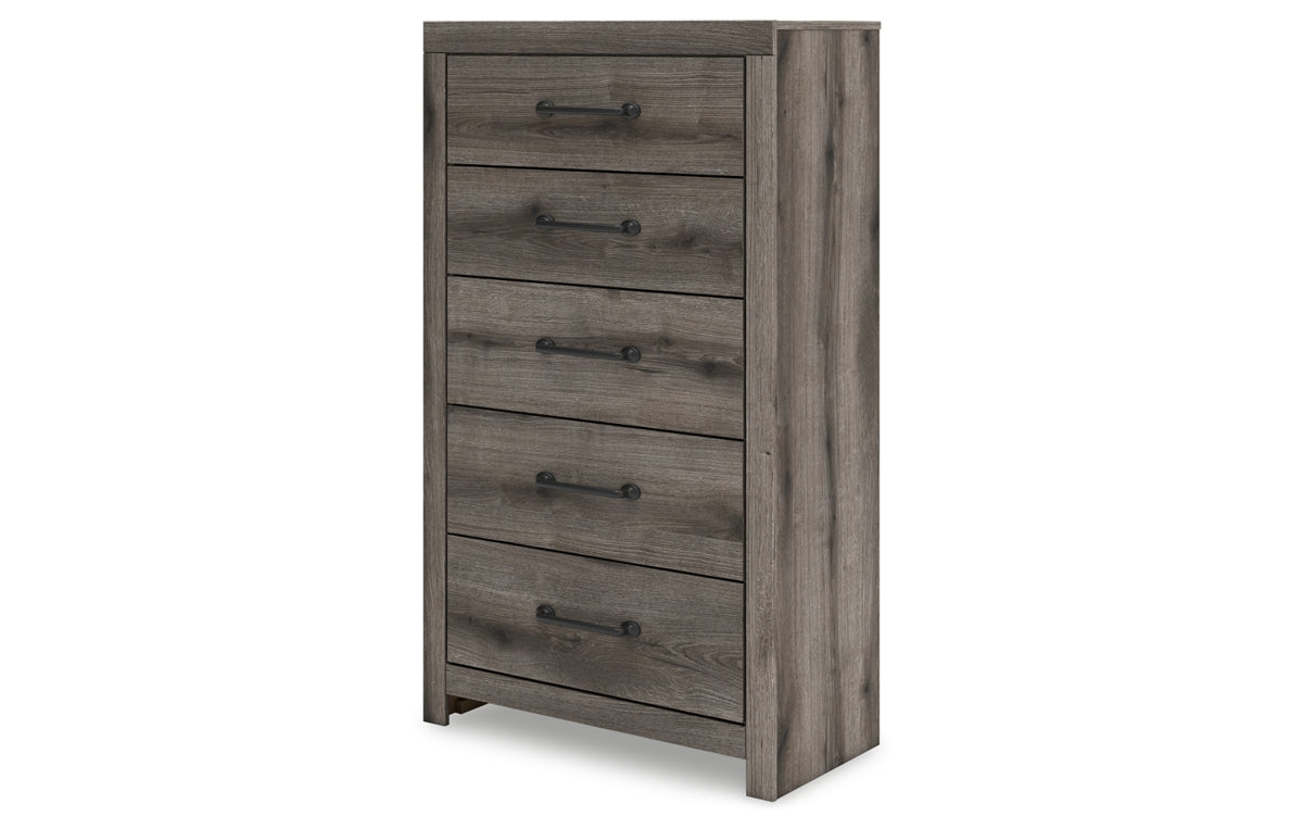Graystorm Twin Panel Bed with Mirrored Dresser, Chest and Nightstand