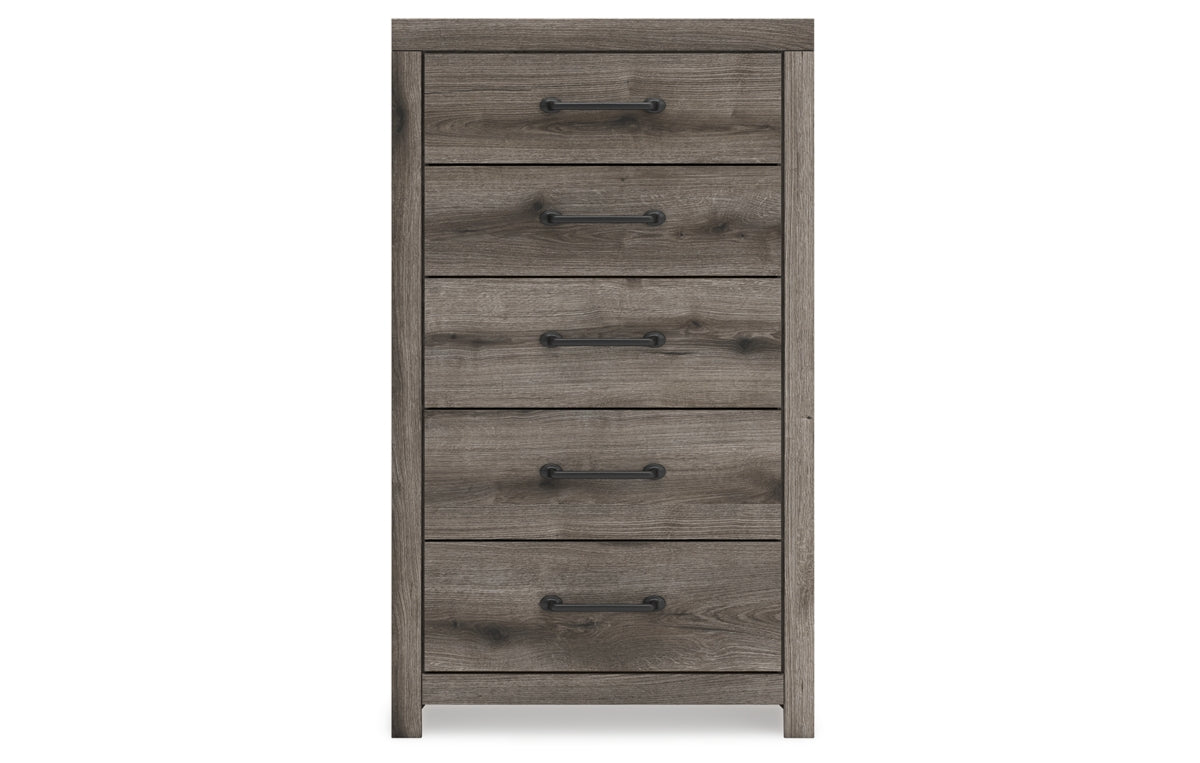 Graystorm Twin Panel Storage Bed with Mirrored Dresser and Chest