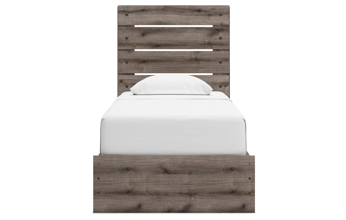 Graystorm Twin Panel Bed with Storage, Dresser, Mirror and Chest