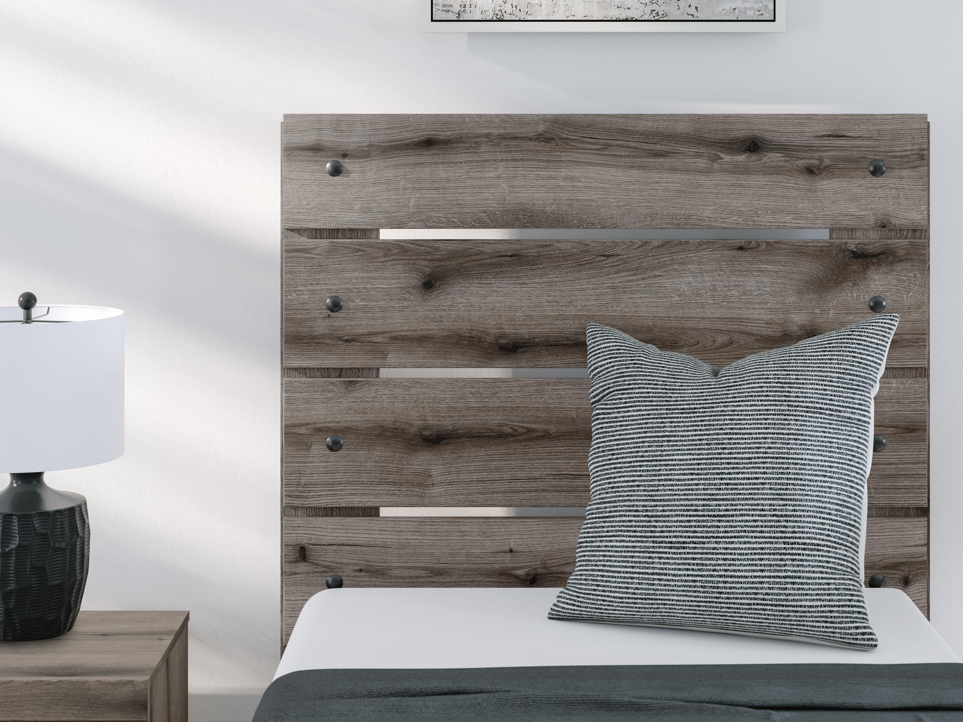 Graystorm Twin Panel Bed with Storage, Dresser and Mirror
