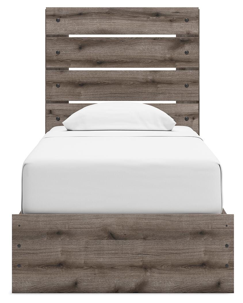 Graystorm Twin Panel Bed with Storage, Dresser, Mirror and Chest