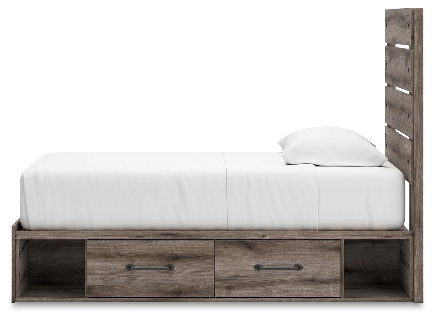 Graystorm Twin Panel Bed with Storage, Dresser, Mirror and Chest