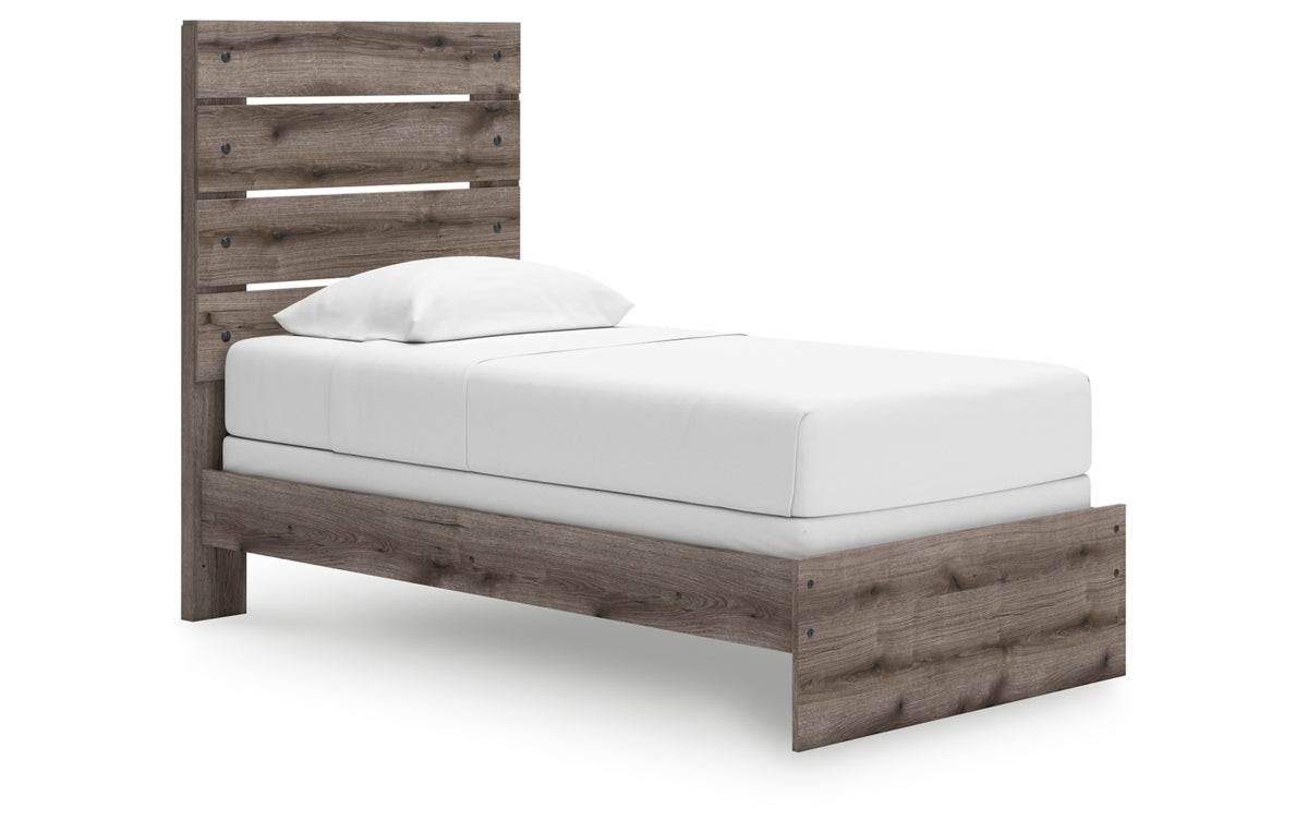 Graystorm Twin Panel Bed with Mirrored Dresser