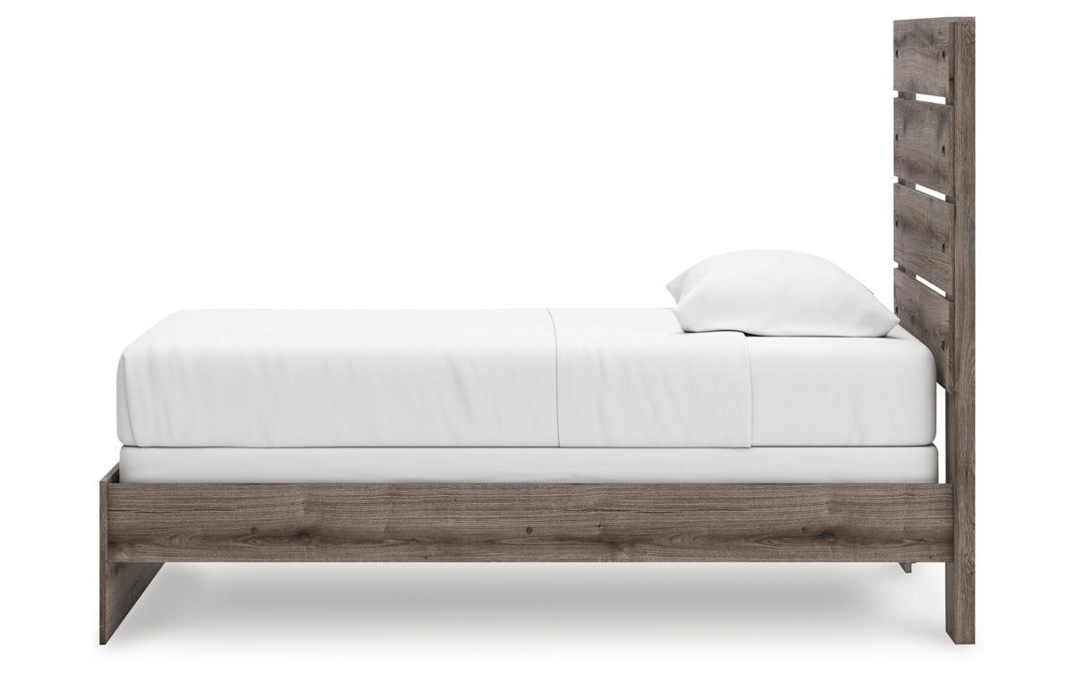 Graystorm Twin Panel Bed with Mirrored Dresser