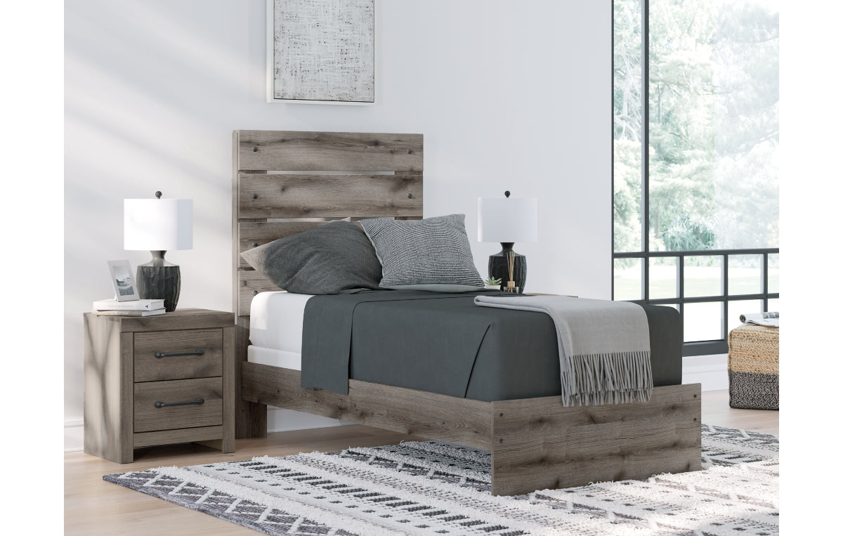 Graystorm Twin Panel Bed, Dresser, Mirror and Nightstand