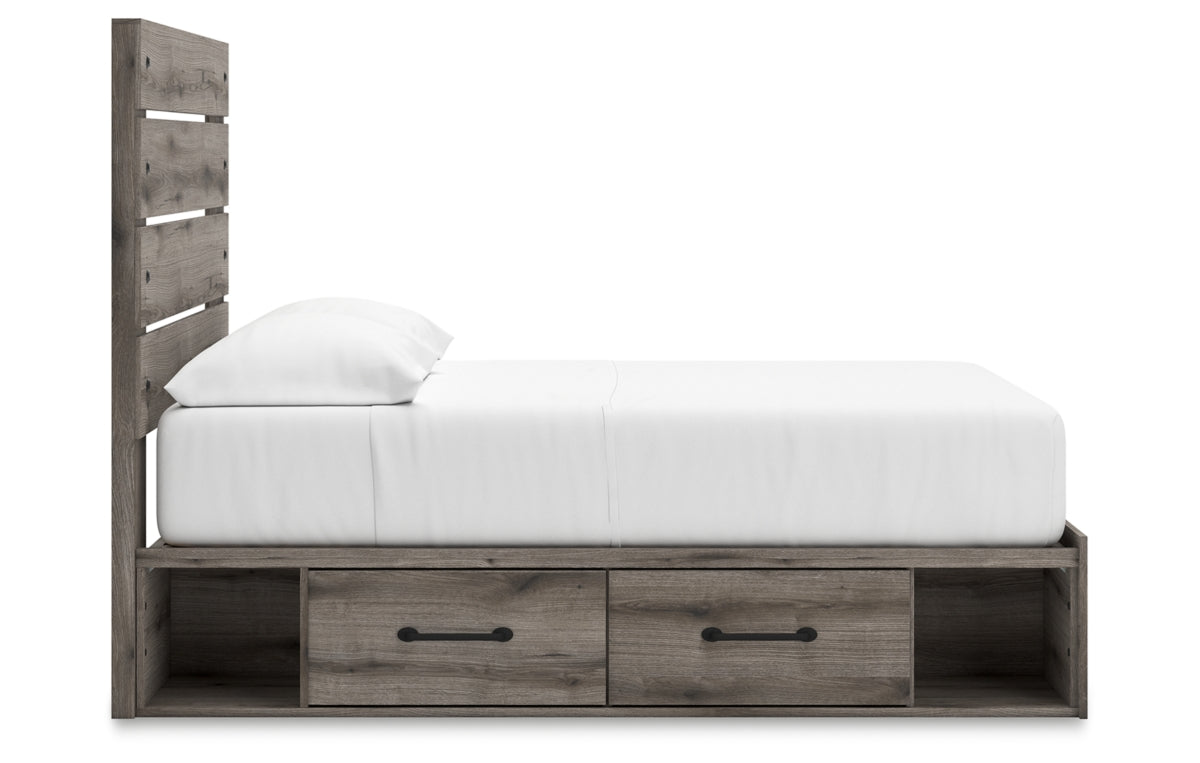 Graystorm Full Panel Storage Bed, Dresser, Mirror and Nightstand