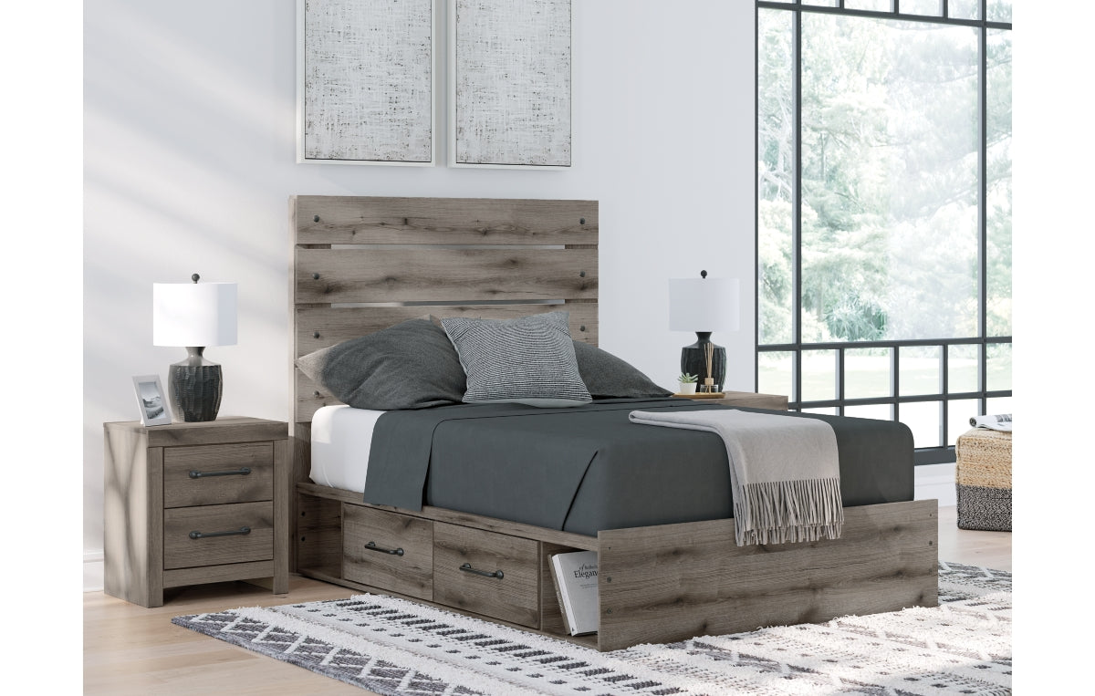 Graystorm Full Panel Storage Bed, Dresser, Mirror, Chest and Nightstand