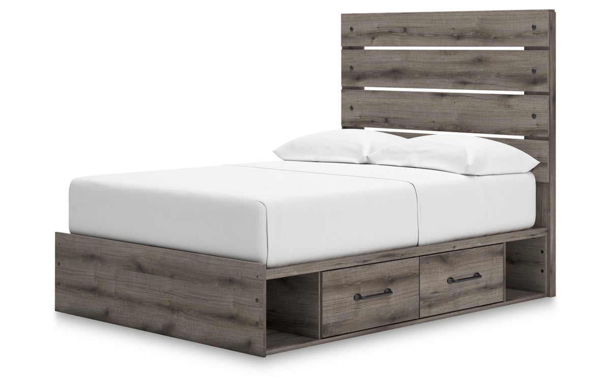 Graystorm Full Panel Bed with Storage, Dresser, Mirror and Chest