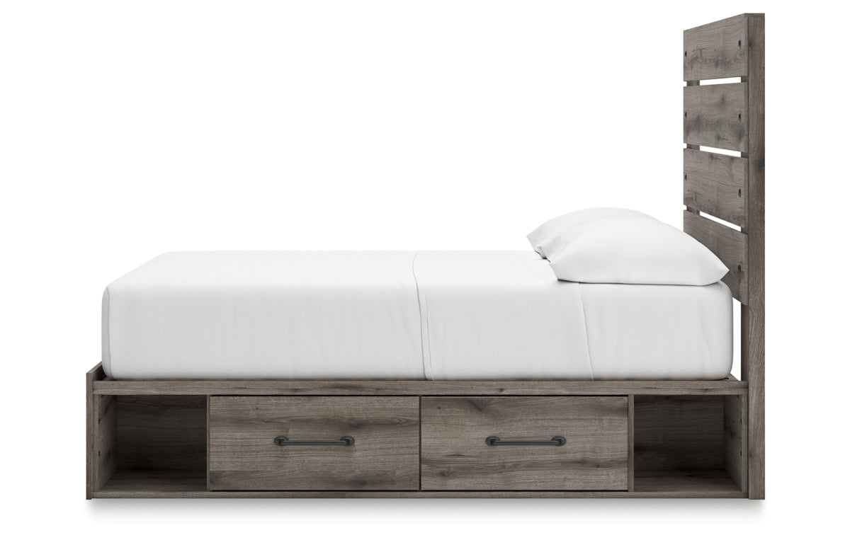Graystorm Full Panel Bed with Storage, Dresser, Mirror, Chest and Nightstand
