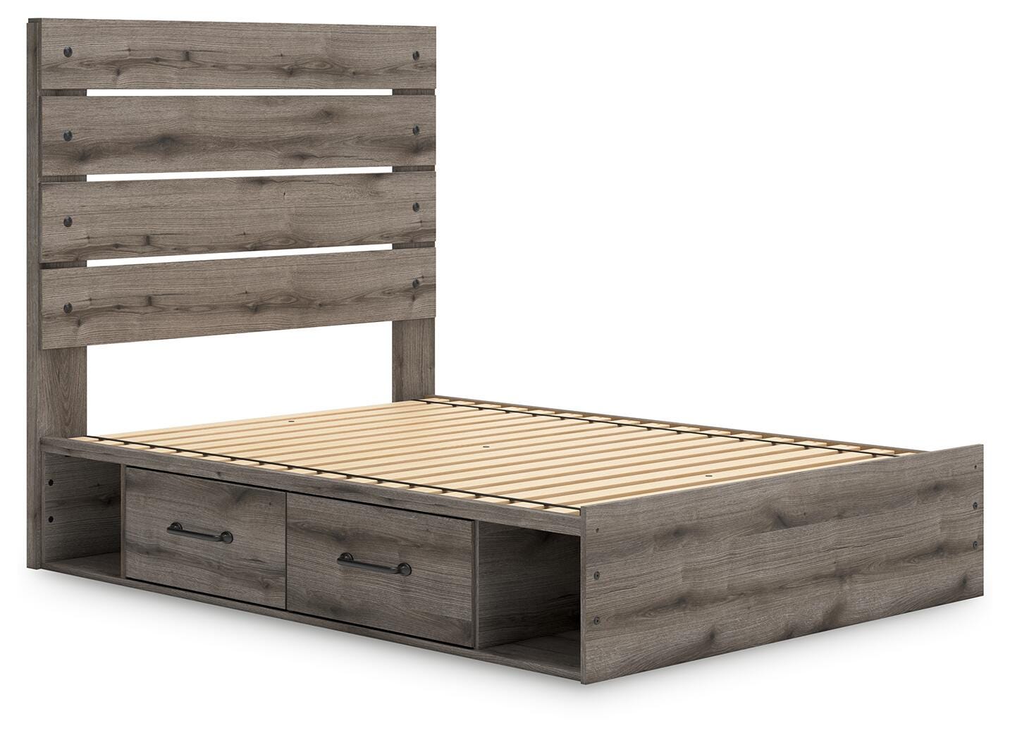 Graystorm Full Panel Bed with Storage, Dresser, Mirror and Chest